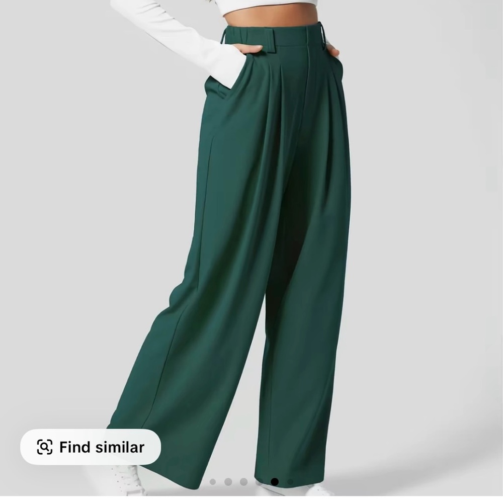 HALARA Deep Green Wide-Leg Pants